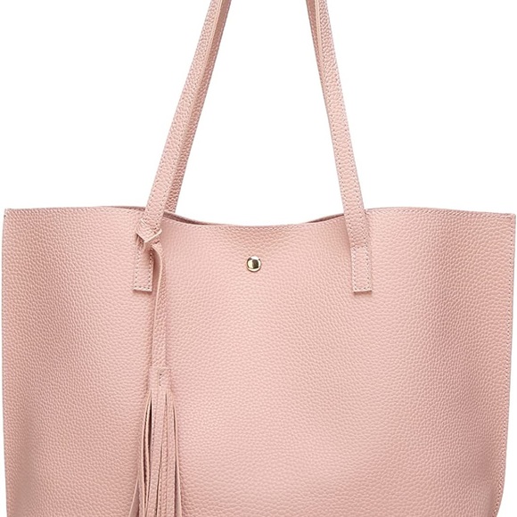 Pink Faux Leather Tote Shoulder Bag - Picture 2 of 2